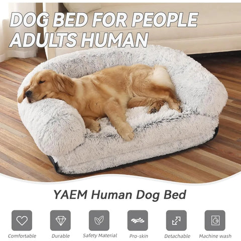 Human Dog Bed, 74"X43"X9" Dog Beds for Large Dogs, Foldable Plush Washable Dog Beds