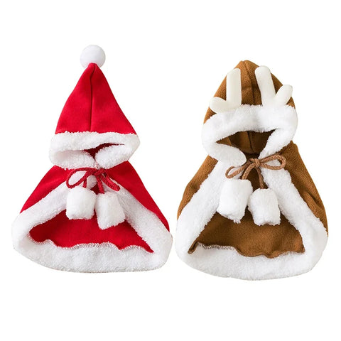 Christmas Cat & Dog Costume - Red Cloak with Hat, Warm & Funny