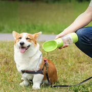 Portable Dog Water Bottle for Walking, Leak Proof Puppy Water Bottle with Food Container, Lightweight Pet Water Bottle for Hiking, Easy to Carry, BPA Free (Blue)